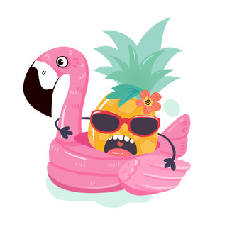 卡通夏天夏日菠萝水果玩水清凉元素GIF动态图